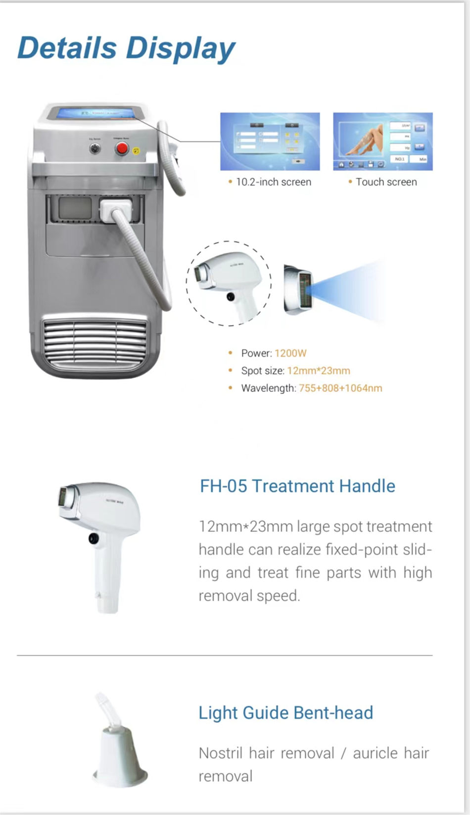 Premium 1200Watts Triple Wavelength Diode Laser, 1064nm, 808nm and 755nm