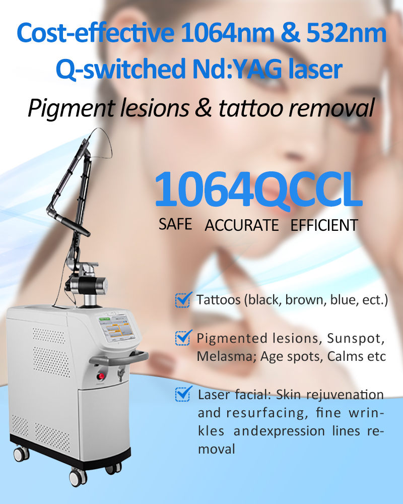 1064QCCL Q-Switched Nd:YAG Laser Pigment Lesions Tattoo Removal Vertical Machine